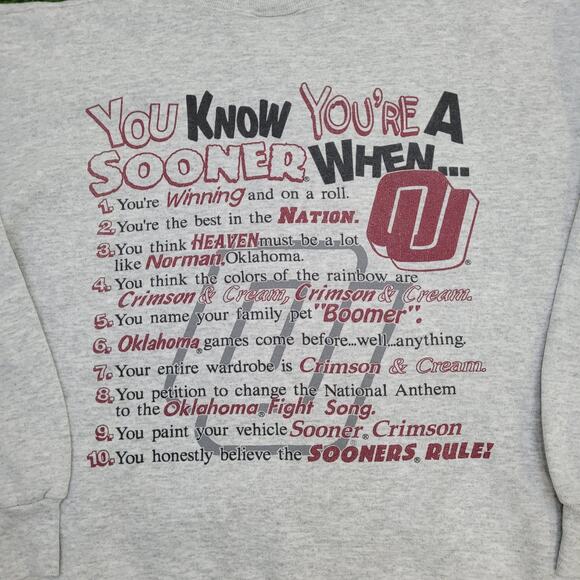 Vintage Oklahoma Sooners Sweatshirt Womens Large 22x22 Boxy - Picture 13 of 16